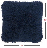 Fluffy Navy Shag Accent Throw Pillow - Homeroots - Flyclothing LLC
