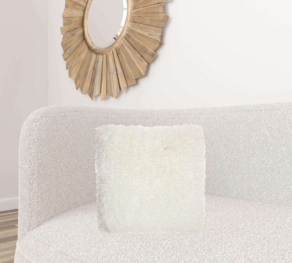 Fluffy White Shag Accent Throw Pillow - Homeroots - Flyclothing LLC