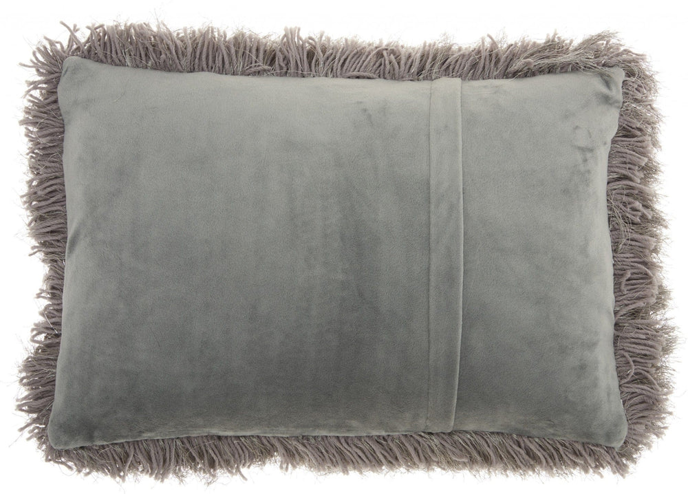 14" X 20" Slate Gray Faux Fur Throw Pillow - Homeroots - Flyclothing LLC