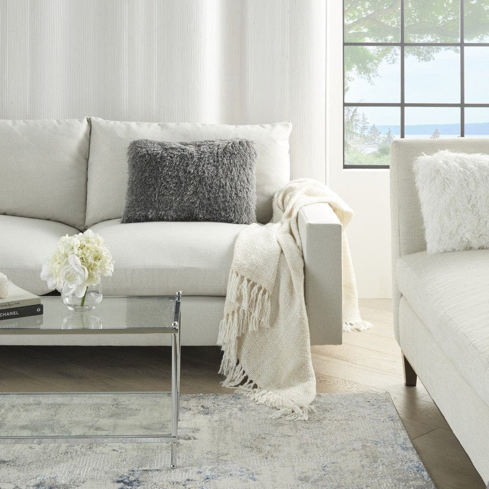 14" X 20" Slate Gray Faux Fur Throw Pillow - Homeroots - Flyclothing LLC