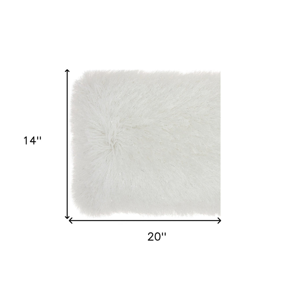 14" X 20" White Super Shaggy Throw Pillow - Homeroots - Flyclothing LLC