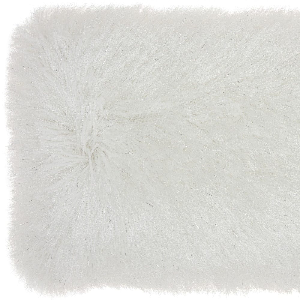 14" X 20" White Super Shaggy Throw Pillow - Homeroots - Flyclothing LLC