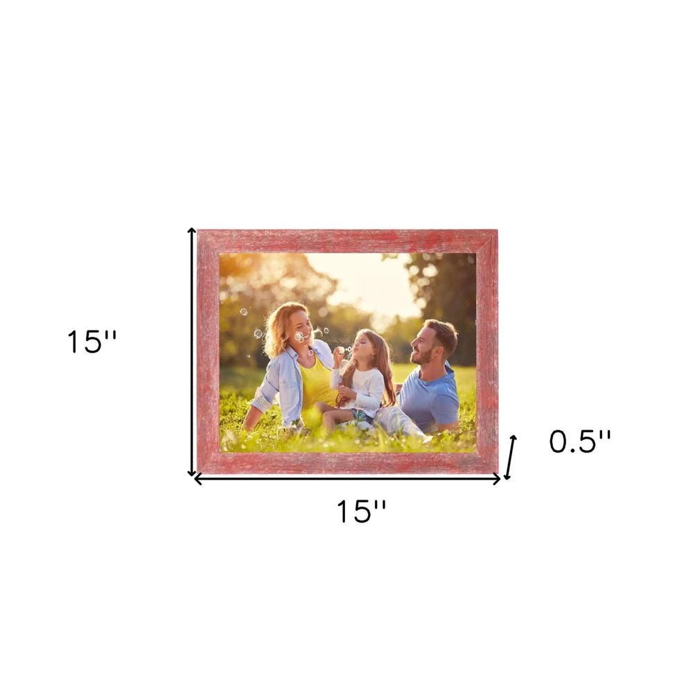 12” X 12” Rustic Farmhouse Red Wood Frame - Homeroots - Flyclothing LLC