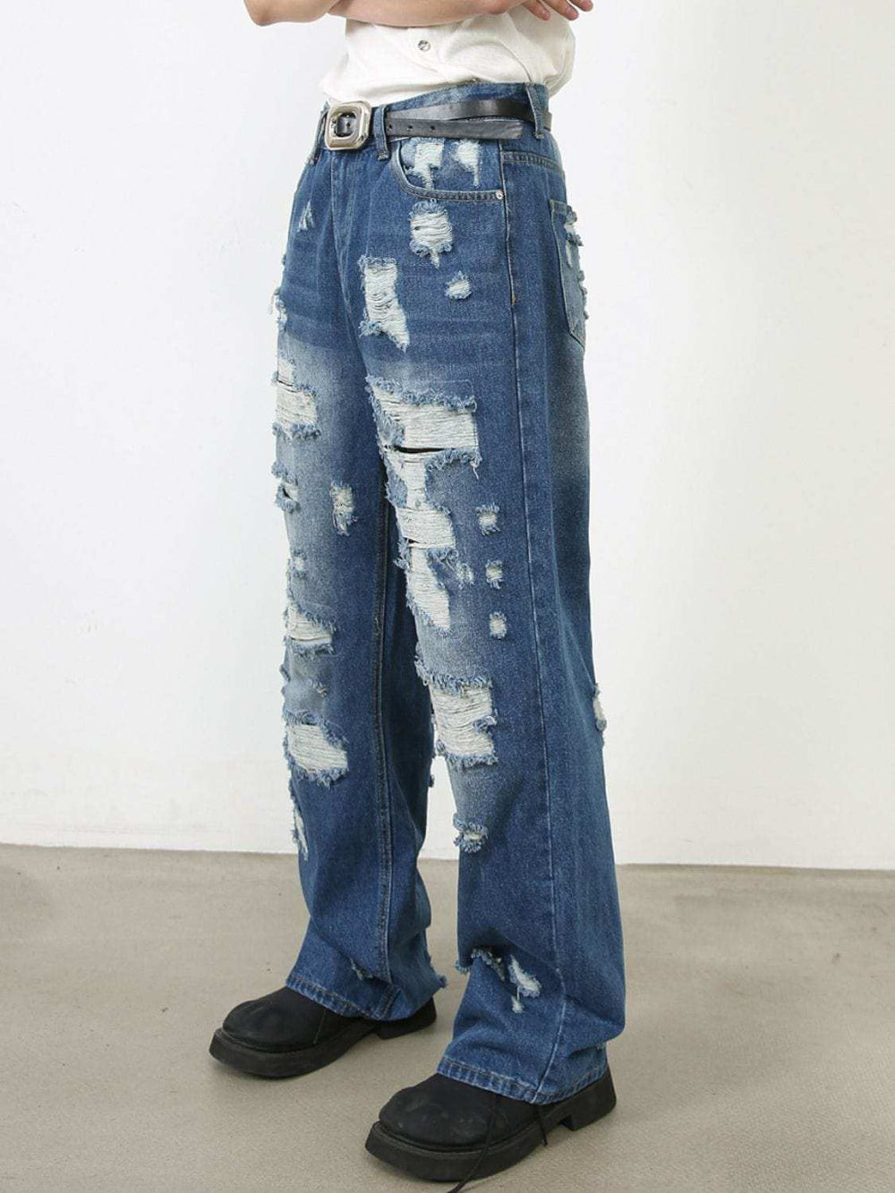 Men's Distressed Jeans with Pockets - Trendsi - Flyclothing LLC