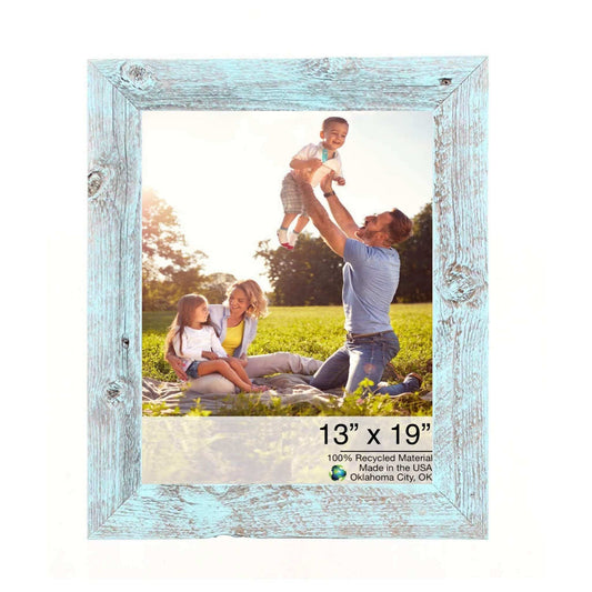 13” X 19” Rustic Farmhouse Light Aqua Blue Wood Frame - Homeroots - Flyclothing LLC