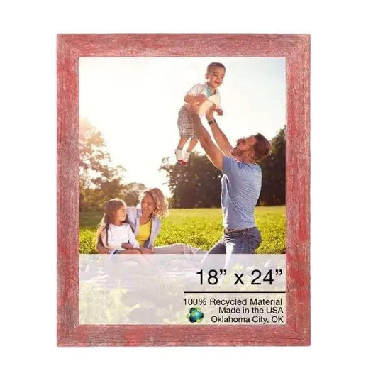 18" X 24" Rustic Farmhouse Red Wood Frame - Homeroots