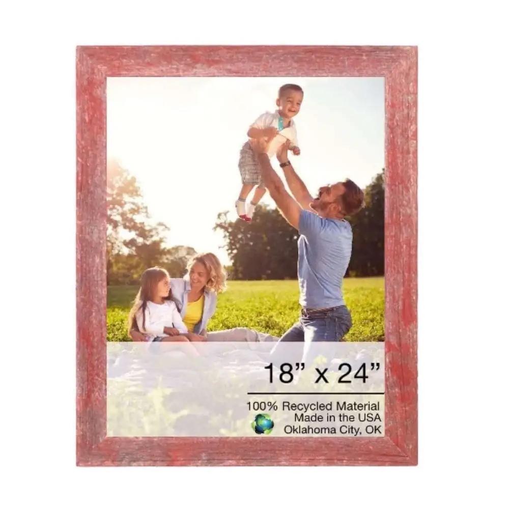 18" X 24" Rustic Farmhouse Red Wood Frame - Homeroots - Flyclothing LLC