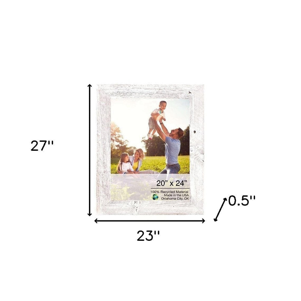 20" X 24" Rustic Farmhouse White Wash Wood Frame - Homeroots - Flyclothing LLC