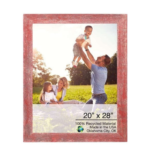 20" X 28" Rustic Farmhouse Red Wood Frame - Homeroots