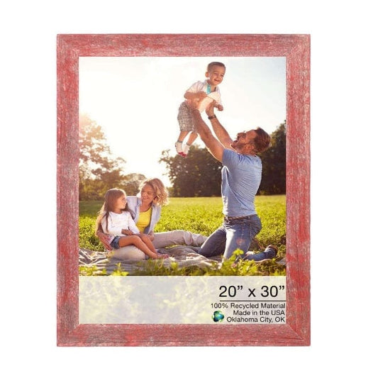 20" X 30" Rustic Farmhouse Red Wood Frame - Homeroots