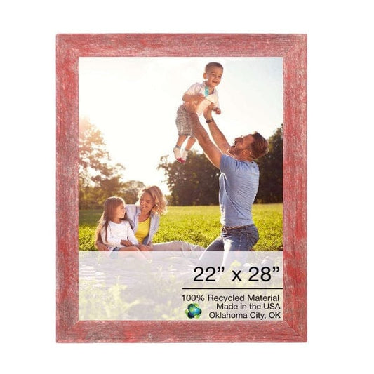 22" X 28" Rustic Farmhouse Red Wood Frame - Homeroots