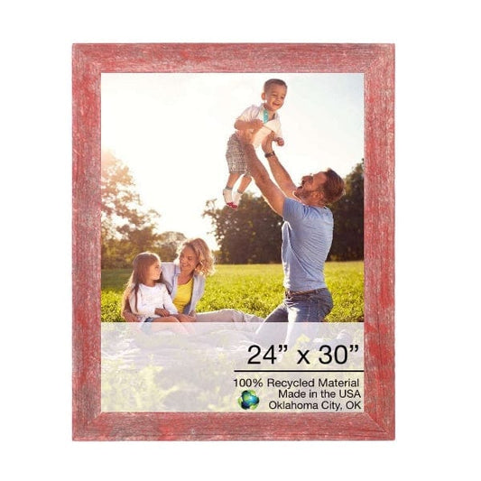 24" X 30" Rustic Farmhouse Red Wood Frame - Homeroots
