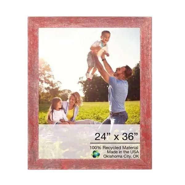 24" X 36" Rustic Farmhouse Red Wood Frame - Homeroots - Flyclothing LLC