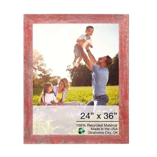 24" X 36" Rustic Farmhouse Red Wood Frame - Homeroots