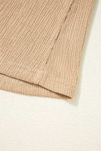 Ruffled Square Neck Textured Cap Sleeve Top - Trendsi - Flyclothing LLC