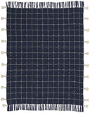 Navy And White Stitched Square Pattern Cotton Throw Blanket - Homeroots - Flyclothing LLC