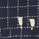 Navy And White Stitched Square Pattern Cotton Throw Blanket - Homeroots - Flyclothing LLC