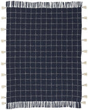Navy And White Stitched Square Pattern Cotton Throw Blanket - Homeroots - Flyclothing LLC