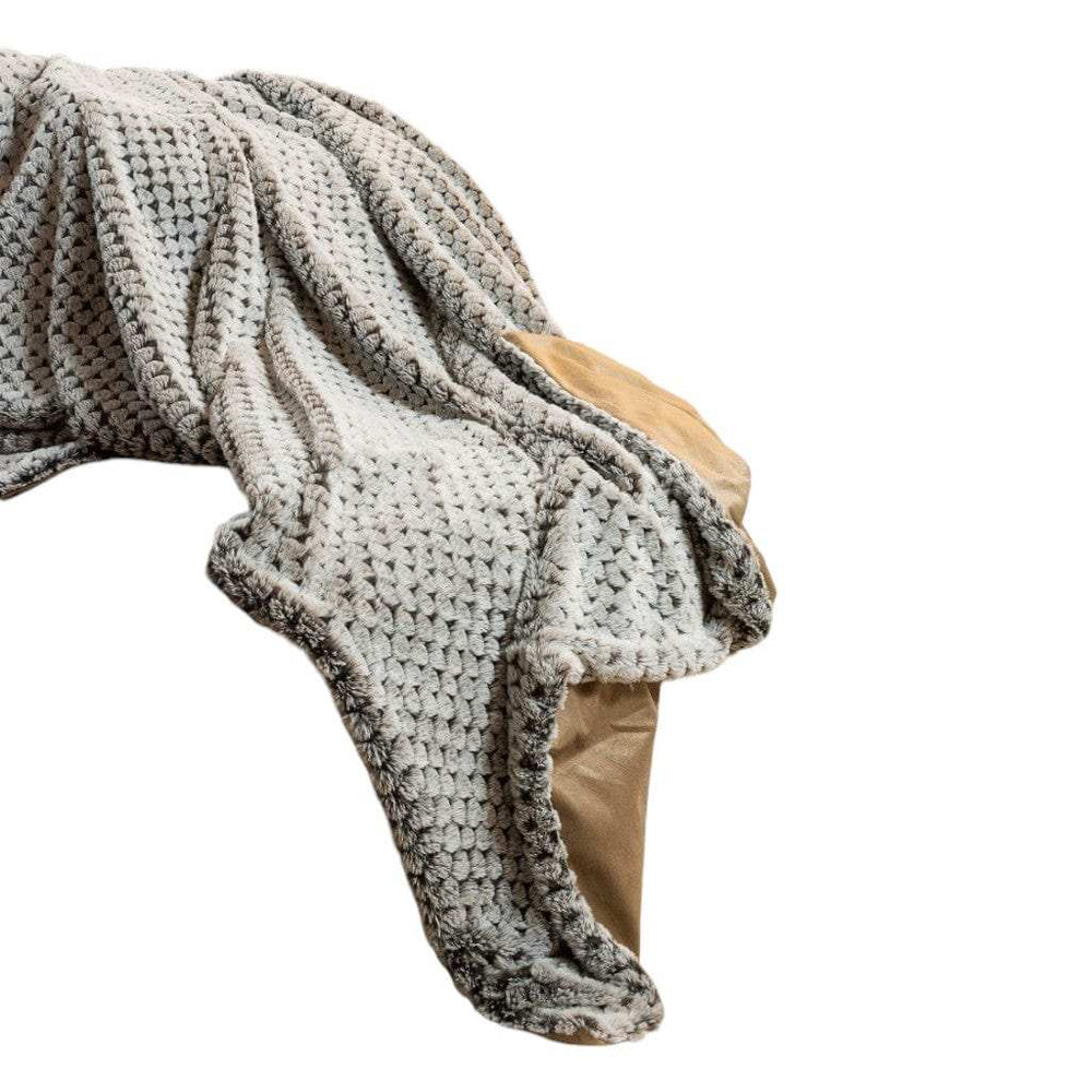 Brown Faux Fur Ombre Plush Throw - Homeroots - Flyclothing LLC