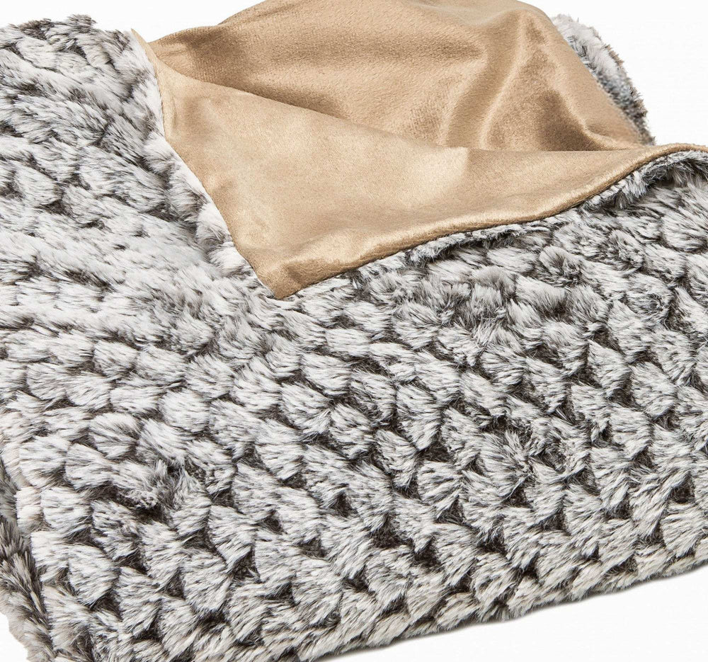 Brown Faux Fur Ombre Plush Throw - Homeroots - Flyclothing LLC