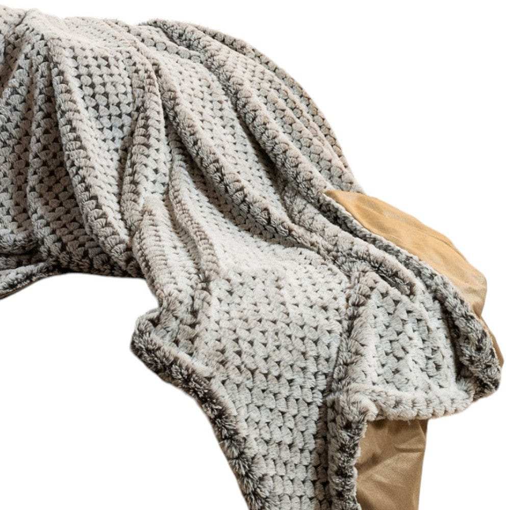 Brown Faux Fur Ombre Plush Throw - Homeroots - Flyclothing LLC