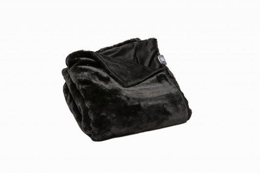 60" X 2" Black Faux Fur Plush Throw Blanket - Homeroots