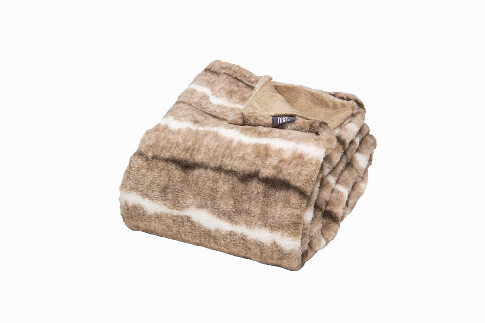 Beige Faux Fur Ombre Plush Throw - Homeroots - Flyclothing LLC