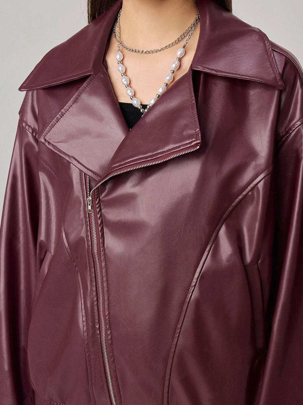 Zip Up Drop Shoulder Jacket - Trendsi - Flyclothing LLC