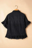 Raw Hem Button Up Denim Top - Trendsi - Flyclothing LLC
