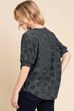 BOMBOM Textured Floral Pattern Top - Trendsi - Flyclothing LLC