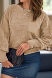 Plus Size Plaid Round Neck Sweater - Trendsi - Flyclothing LLC