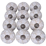 Set Of Twelve Vintage Beige And White Floral Ceramic Knobs - Homeroots - Flyclothing LLC