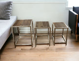 Set of Three 21" Silver And Brown Solid Wood Nested Tables - Homeroots - Flyclothing LLC