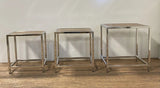 Set of Three 21" Silver And Brown Solid Wood Nested Tables - Homeroots - Flyclothing LLC