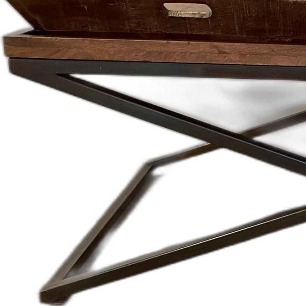 27" Brown And Black Solid Wood Coffee Table - Homeroots - Flyclothing LLC