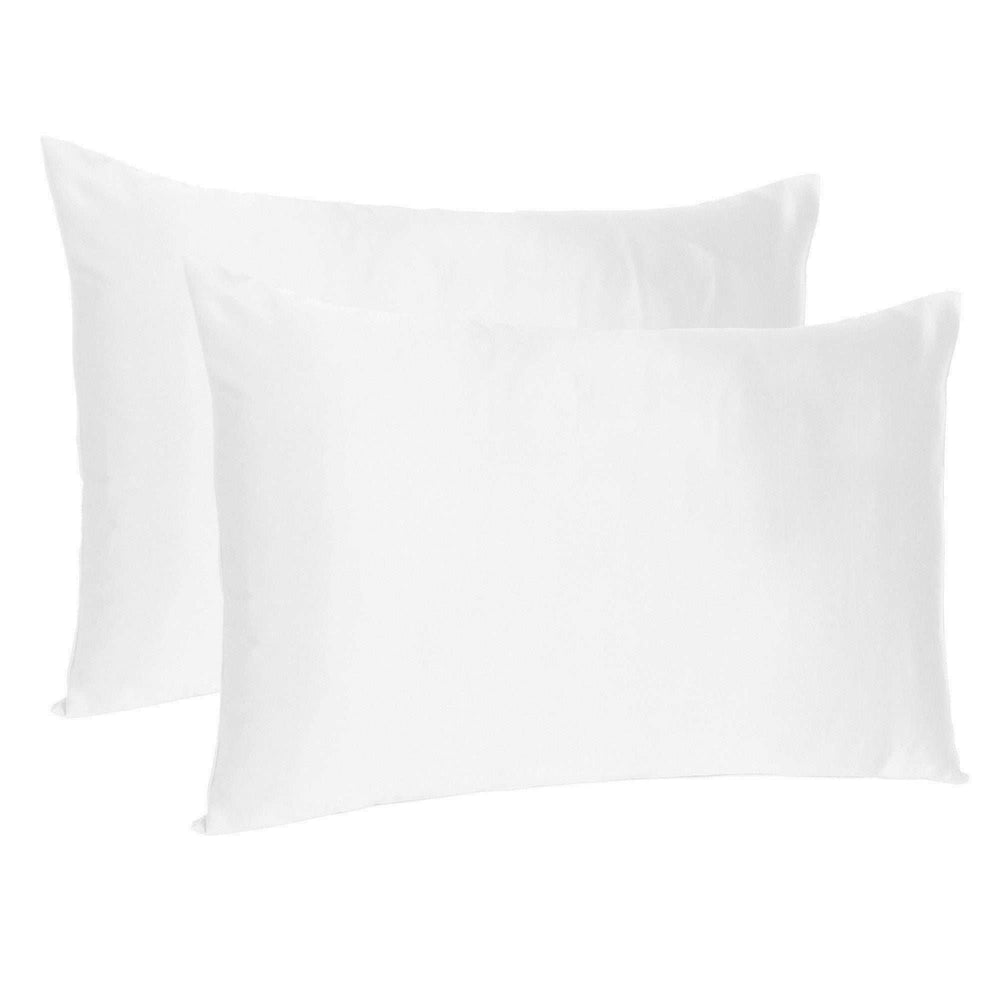 White Dreamy Set Of 2 Silky Satin King Pillowcases - Homeroots - Flyclothing LLC