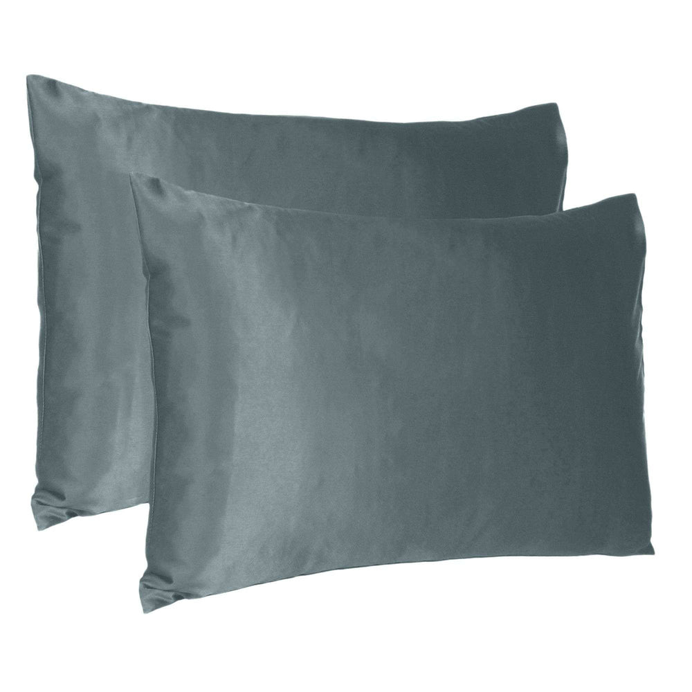 Gray Dreamy Set Of 2 Silky Satin King Pillowcases - Homeroots - Flyclothing LLC