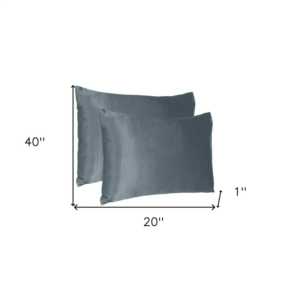 Gray Dreamy Set Of 2 Silky Satin King Pillowcases - Homeroots - Flyclothing LLC