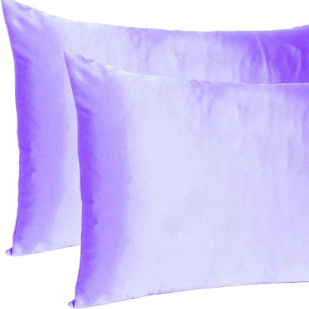 Purple Dreamy Set Of 2 Silky Satin King Pillowcases - Homeroots - Flyclothing LLC