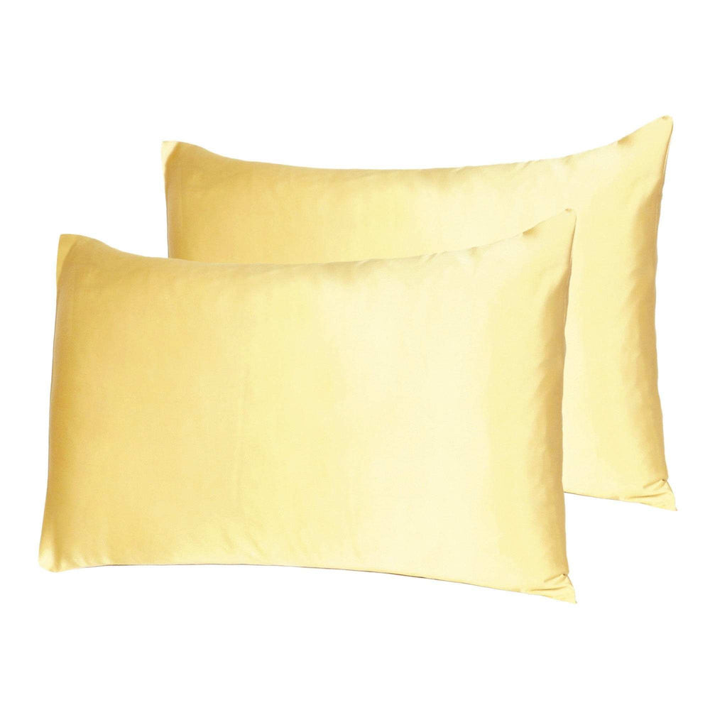 Gold Dreamy Set Of 2 Silky Satin King Pillowcases - Homeroots - Flyclothing LLC