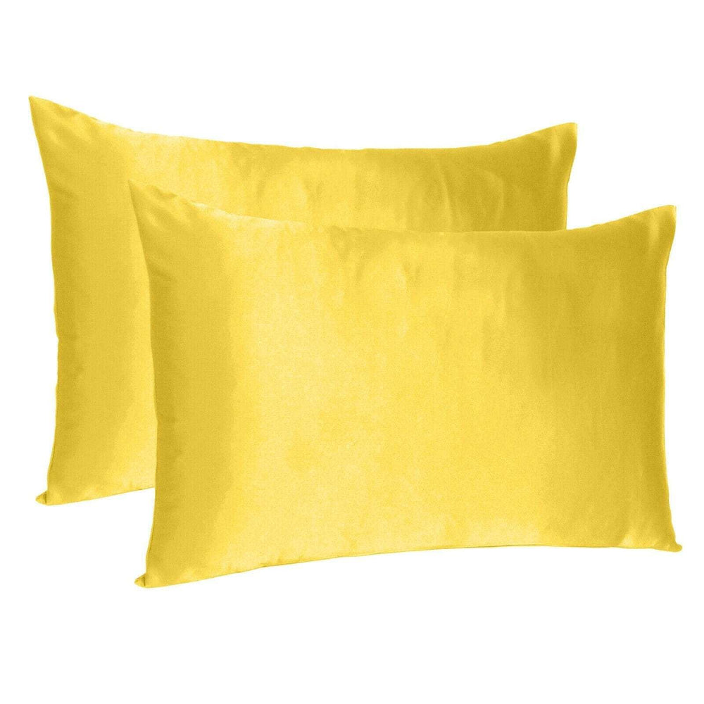 Lemon Dreamy Set Of 2 Silky Satin King Pillowcases - Homeroots - Flyclothing LLC