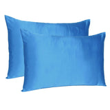 Set of Two Bright Blue Dreamy Silky Satin King Pillowcases - Homeroots - Flyclothing LLC