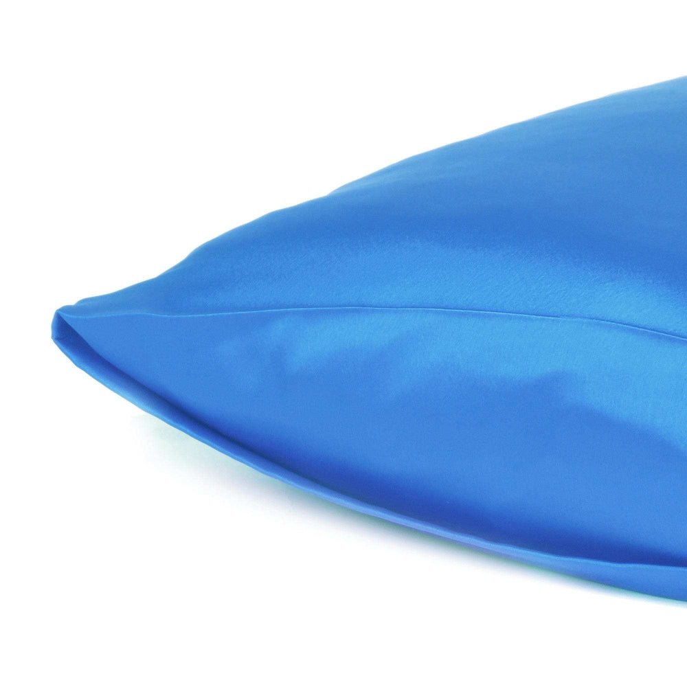 Set of Two Bright Blue Dreamy Silky Satin King Pillowcases - Homeroots - Flyclothing LLC