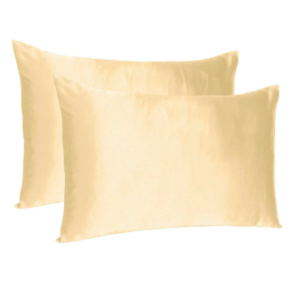 Pale Peach Dreamy Set Of 2 Silky Satin King Pillowcases - Homeroots - Flyclothing LLC