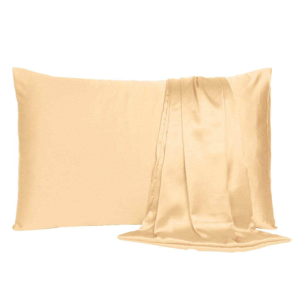 Pale Peach Dreamy Set Of 2 Silky Satin King Pillowcases - Homeroots - Flyclothing LLC