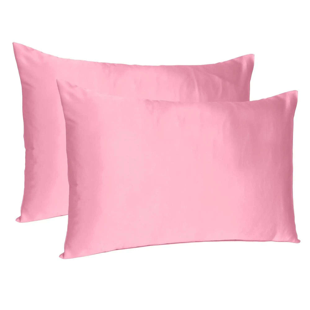 Pink Rose Dreamy Set Of 2 Silky Satin King Pillowcases - Homeroots - Flyclothing LLC