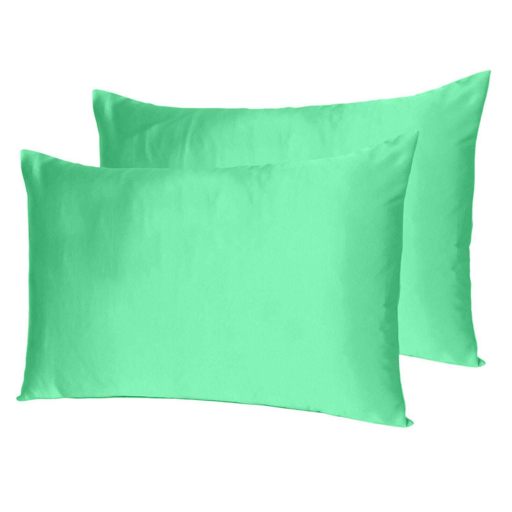 Green Dreamy Set Of 2 Silky Satin King Pillowcases - Homeroots - Flyclothing LLC