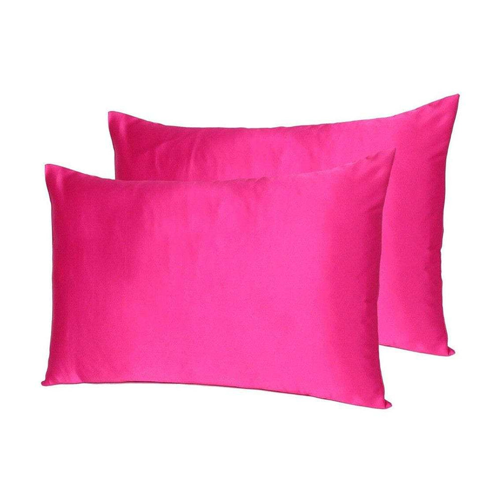 Fuchsia Dreamy Set Of 2 Silky Satin King Pillowcases - Homeroots - Flyclothing LLC