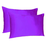 Bright Purple Dreamy Set Of 2 Silky Satin King Pillowcases - Homeroots - Flyclothing LLC