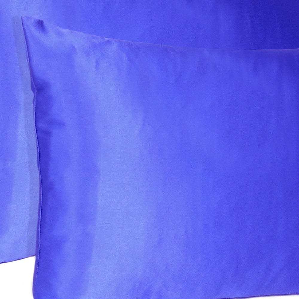 Royal Blue Dreamy Set Of 2 Silky Satin King Pillowcases - Homeroots - Flyclothing LLC